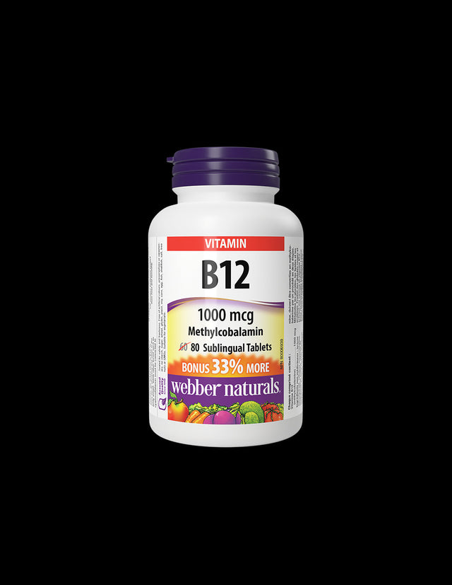 Nervous System and Energy - Vitamin B12 (methylcobalamin), 1000 µg x 80 sublingual tablets - Nutra Best Europe