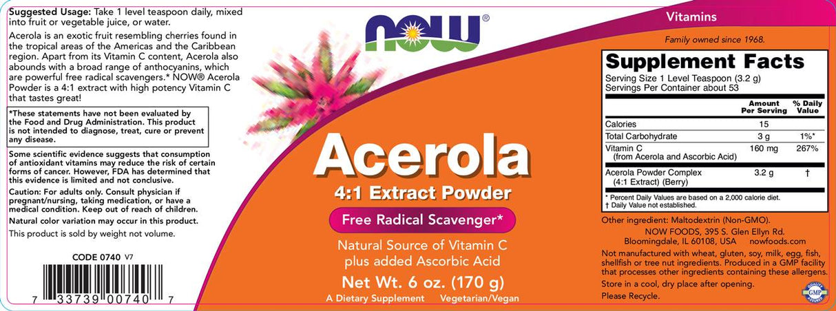 Acerola 4:1 Extract Powder - 170 grams - Nutra Best Europe