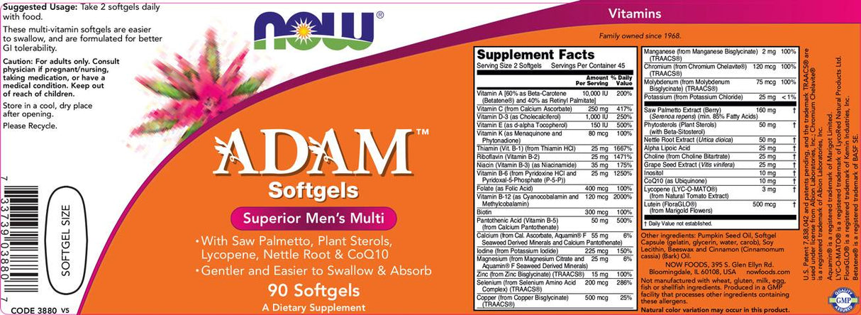 Adam Men's Vits - 90 Gel capsules - Nutra Best Europe
