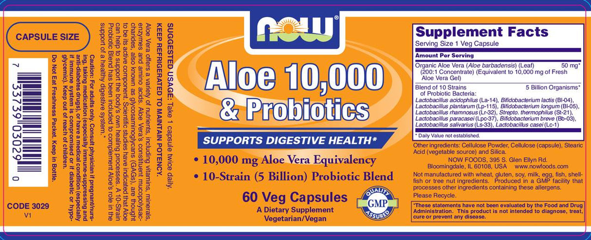Aloe Vera 10,000 & Probiotics - 60 capsules - Nutra Best Europe