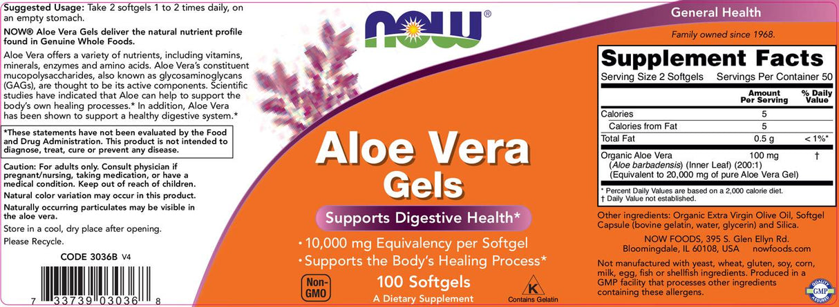 Aloe Vera Gels - 100 Gel Capsules - Nutra Best Europe