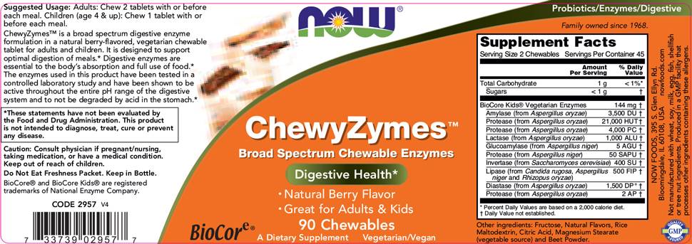 ChewyZymes - 90 Chewable Tablets - Nutra Best Europe