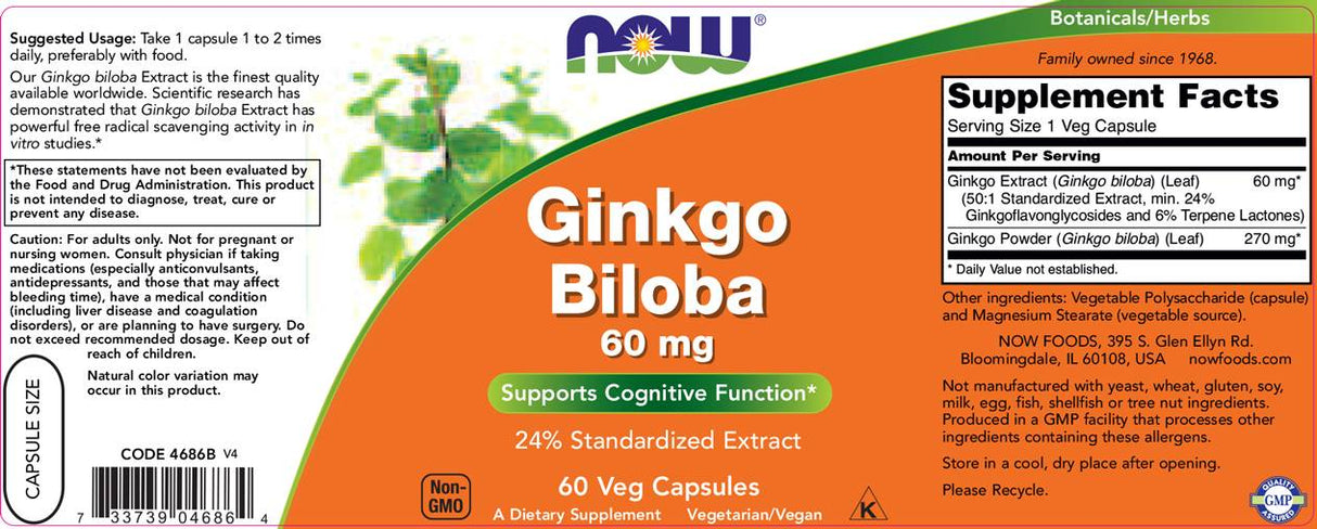 Ginkgo Biloba 60 mg - 60 capsules - Nutra Best Europe