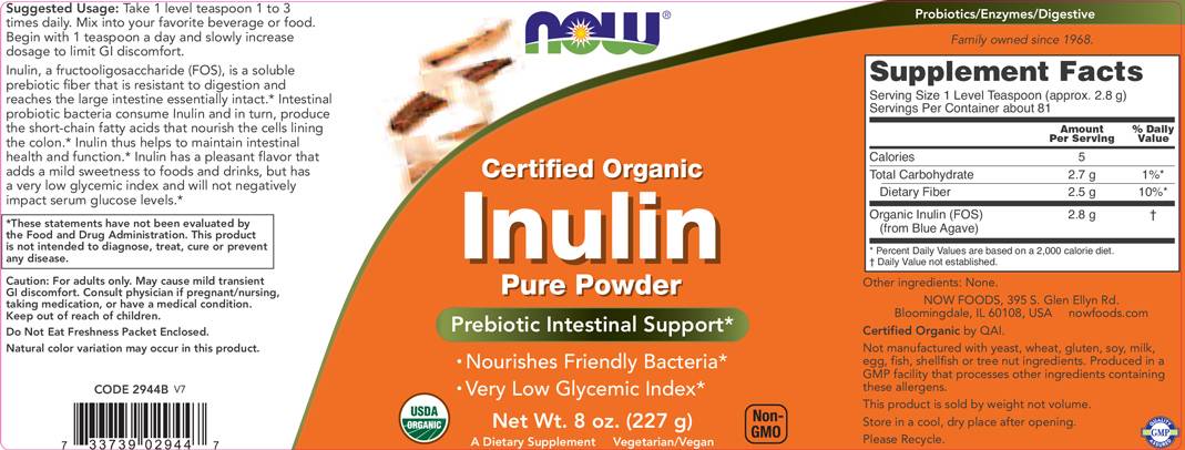Inulin Powder Pure FOS - 227 grams - Nutra Best Europe