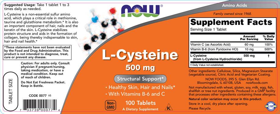 L-Cysteine 500 mg - 100 Tablets - Nutra Best Europe