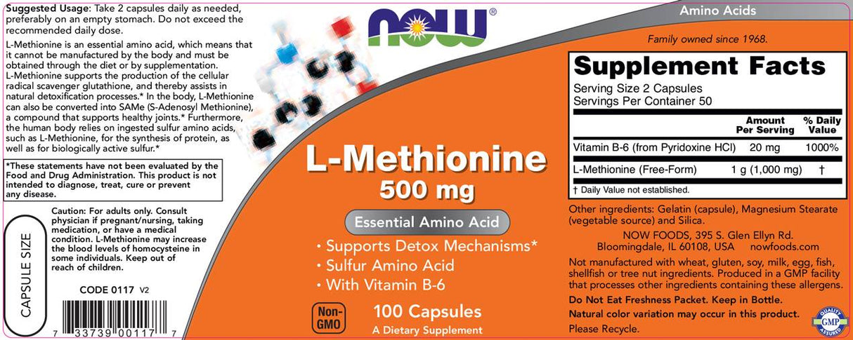 L-Methionine - 100 capsules - Nutra Best Europe