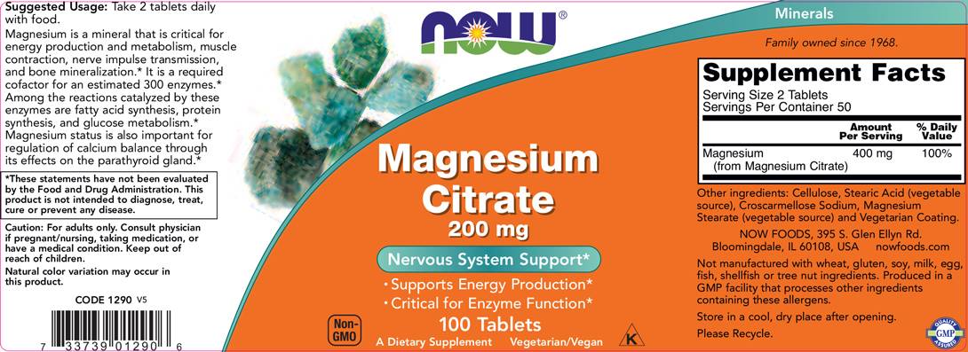 Magnesium Citrate 200 mg - 100 Tablets - Nutra Best Europe