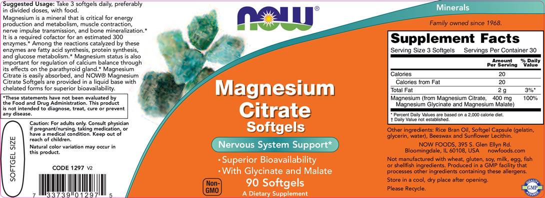 Magnesium Citrate Softgels - 180 Softgels - Nutra Best Europe