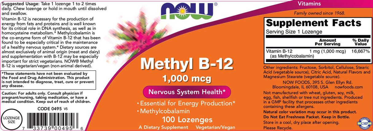 Methyl B-12 1000 mcg - 100 Sublingual Tablets - Nutra Best Europe