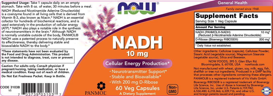 NADH 10 mg + 200 mg Ribose [60 capsules] - Nutra Best Europe