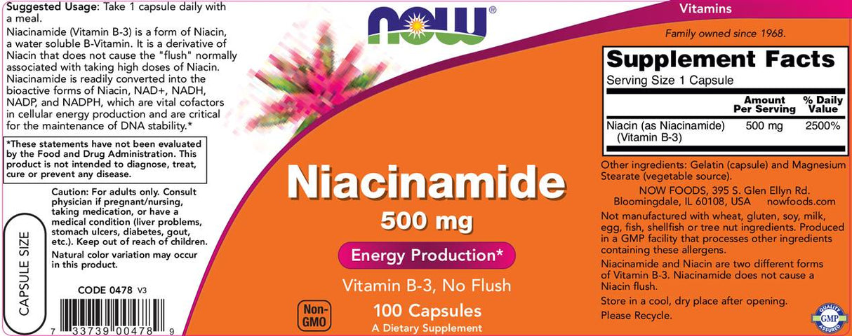 Niacinamide 500 mg - 100 capsules - Nutra Best Europe