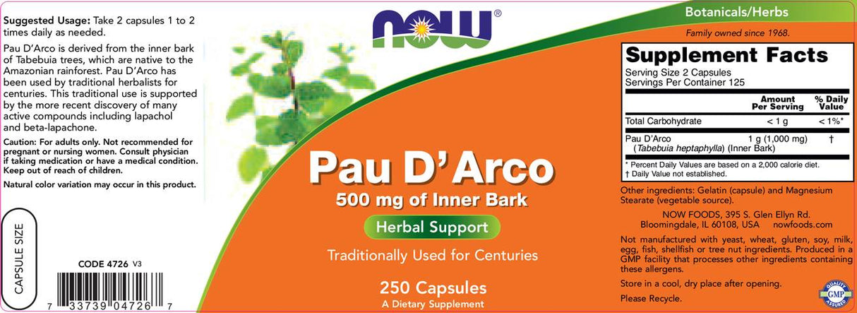 Pau D'Arco 500 mg - 100 capsules - Nutra Best Europe