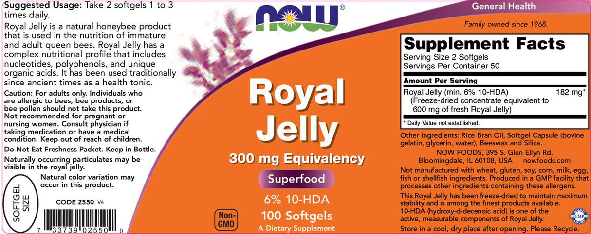 Royal Jelly 300 mg - 100 Gel Capsules - Nutra Best Europe