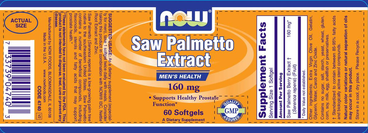 Saw Palmetto Extract 160 mg - 60 Gel capsules - Nutra Best Europe
