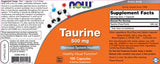 Taurine 500 mg - 100 capsules - Nutra Best Europe