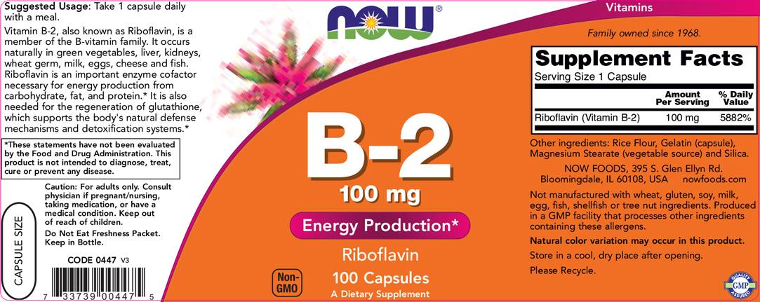 Vitamin B-2 / Riboflavin 100 mg - 100 capsules - Nutra Best Europe