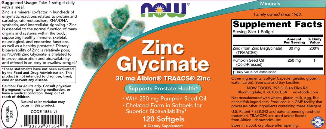 Zinc Glycinate 30mg. / 120 Softgels - Nutra Best Europe