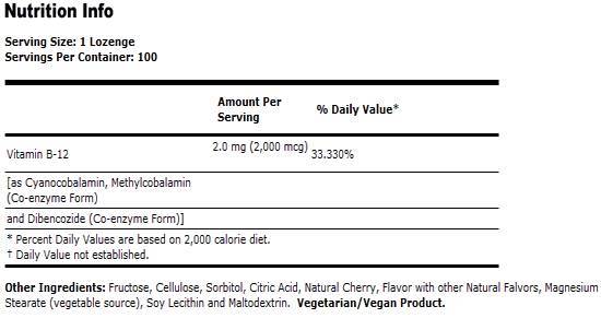 Vitamin B-12 Instant Energy 2000 mcg - 100 Sublingual tablets - Nutra Best Europe