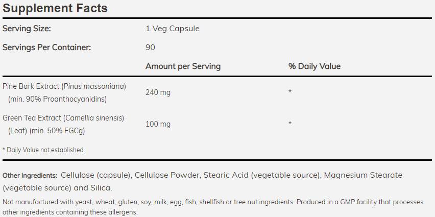 Pine Bark Extract 240 mg - 90 capsules - Nutra Best Europe