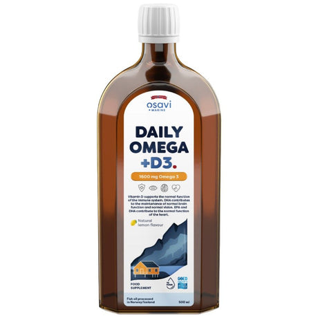 Daily Omega + D3 Liquid | Natural Lemon Flavored - 500 ml - Nutra Best Europe