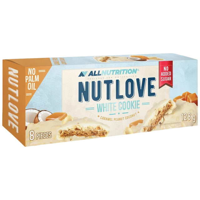 NutLove White Cookie | Caramel, Peanut & Coconut - 128 grams - Nutra Best Europe