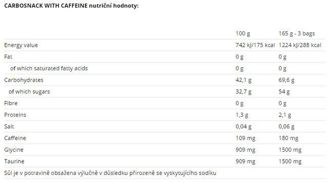 Carbosnack with Caffeine Sachet 18 x 55 grams - Nutra Best Europe