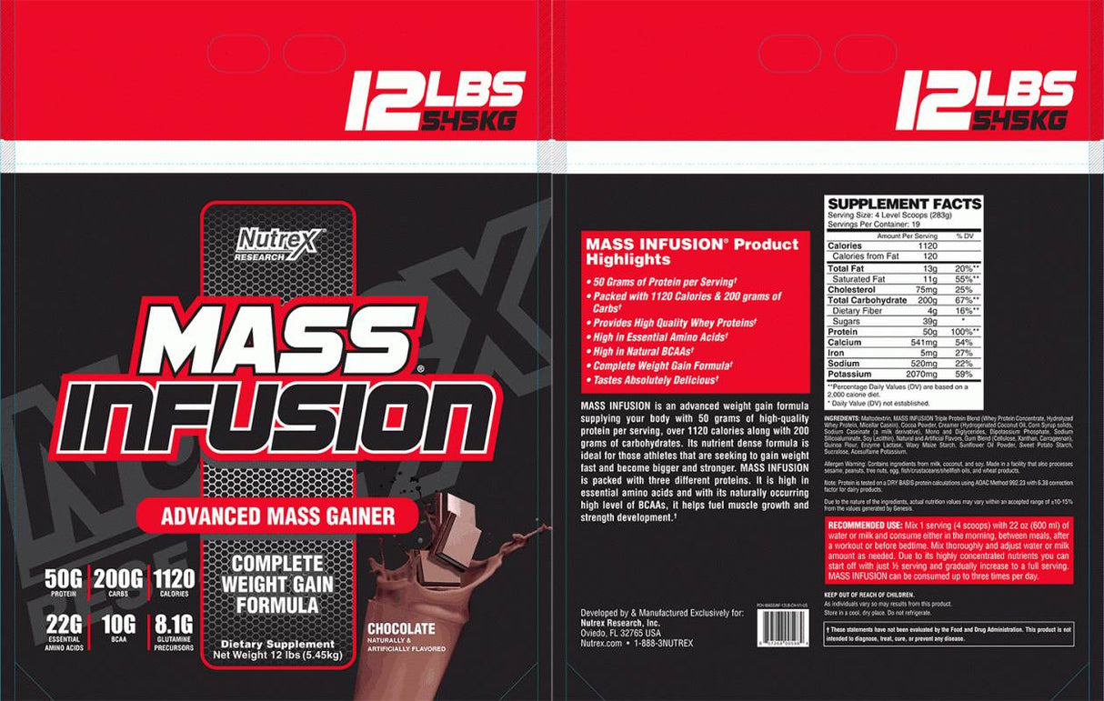 Mass Infusion Gainer - 5450 grams - Nutra Best Europe