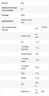 FitQuick Cocoa Zero | with Erythritol - 500 grams - Nutra Best Europe