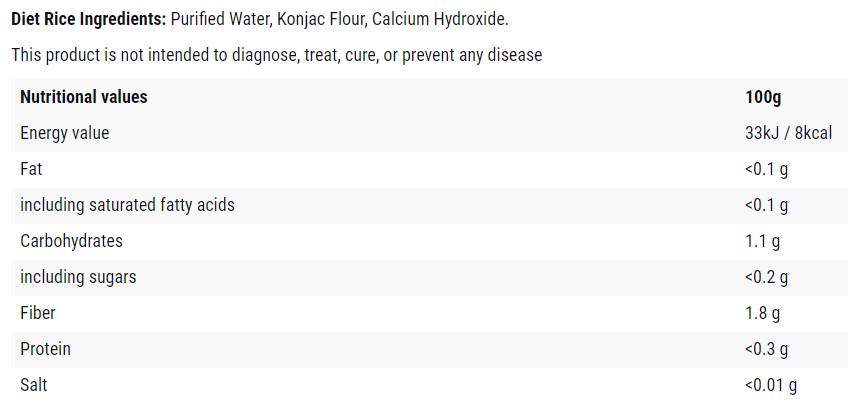 Diet Rice | Keto Friendly Konjac - 300 grams - Nutra Best Europe