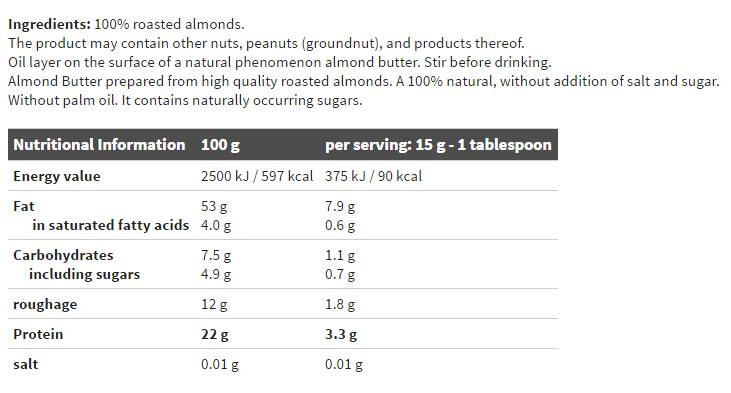 Almond Butter - 350 grams - Nutra Best Europe