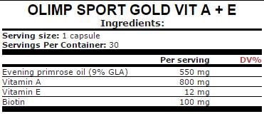 Gold Vit A+E - 30 capsules - Nutra Best Europe
