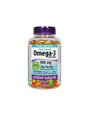 Omega-3 Triple Strength / Omega-3 900 mg x 80 softgel capsules Webber Naturals - Nutra Best Europe
