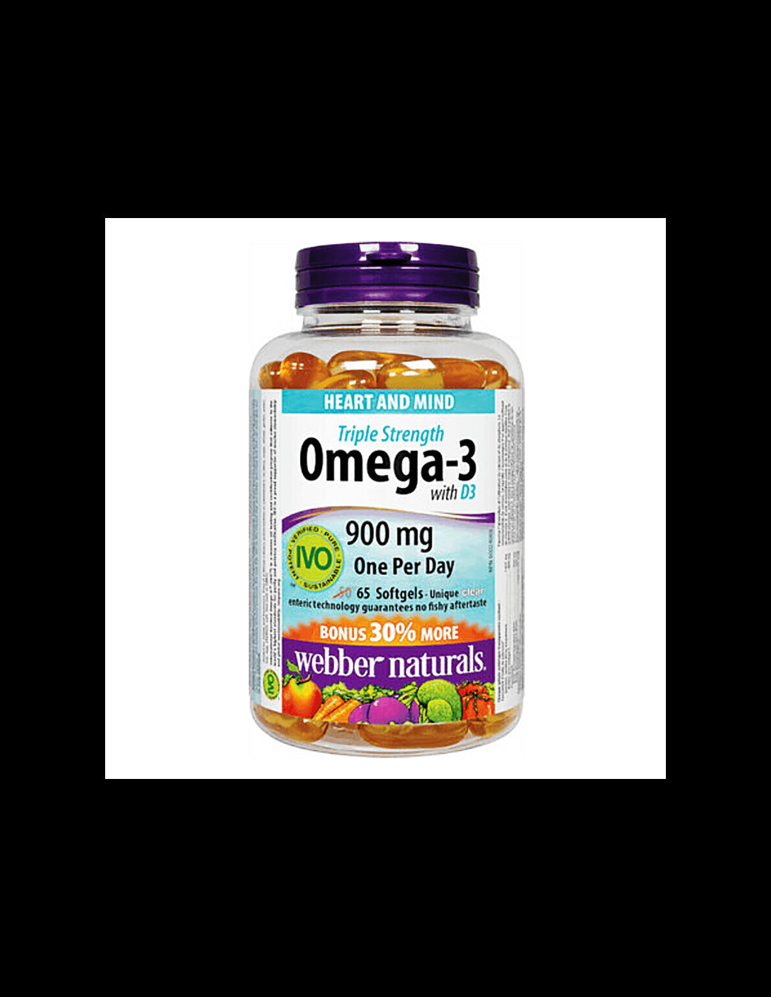 Omega-3 Triple Strength + Vitamin D3 - Omega-3 (triple concentration) + Vitamin D3 1000 IU, 65 softgel capsules - Nutra Best Europe