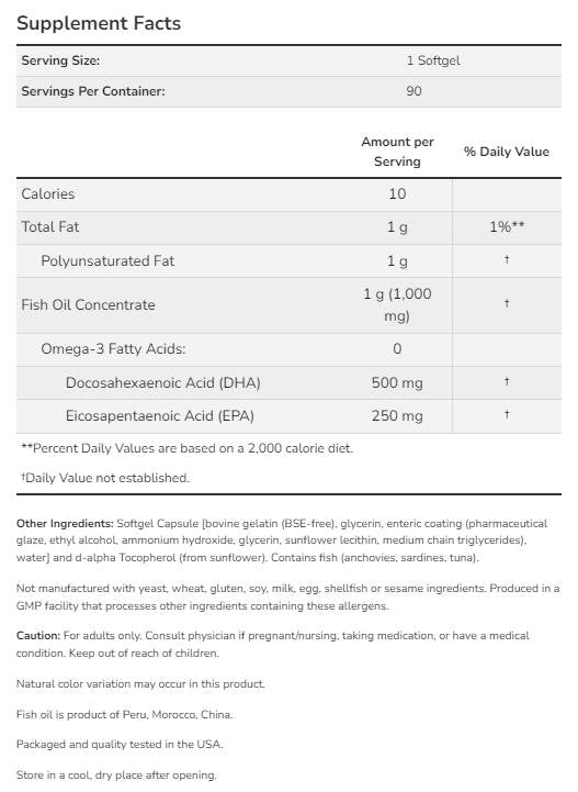 DHA - 500 Double Strength - 180 Softgels - Nutra Best Europe
