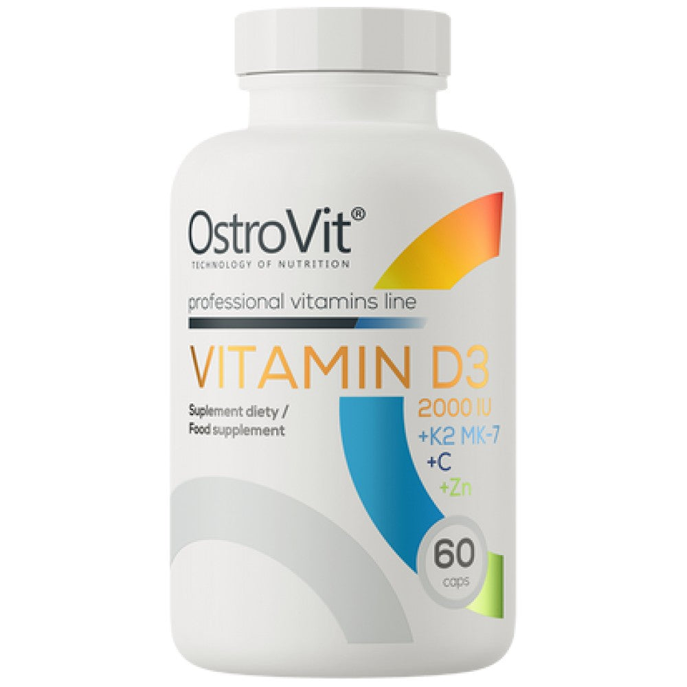 Vitamin D3 2000 + K2 MK-7 / + Vitamin C + Zinc 60 capsules - Nutra Best Europe