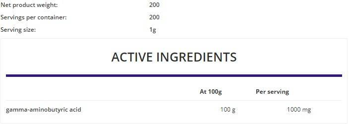 GABA Powder 200 grams - Nutra Best Europe