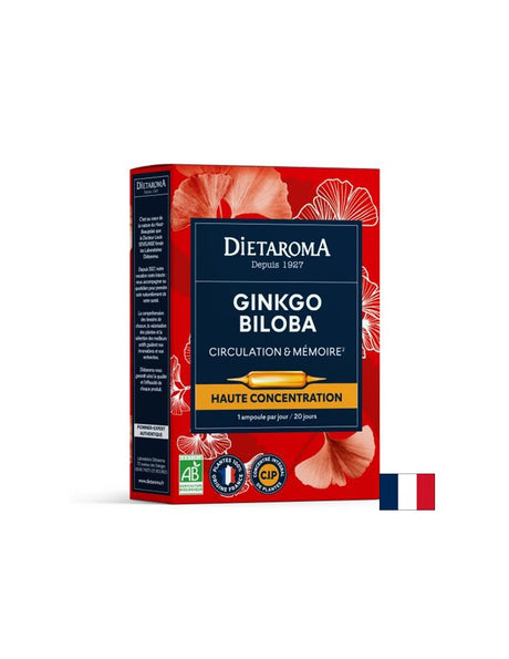 Memory and concentration - Ginkgo Biloba, 20 drinking ampoules - Nutra Best Europe