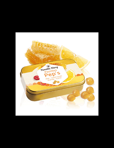 Pep's lozenges for tone and vitality - Lozenges with honey, royal jelly, acerola and essential oil of lemon, 60 g - Nutra Best Europe