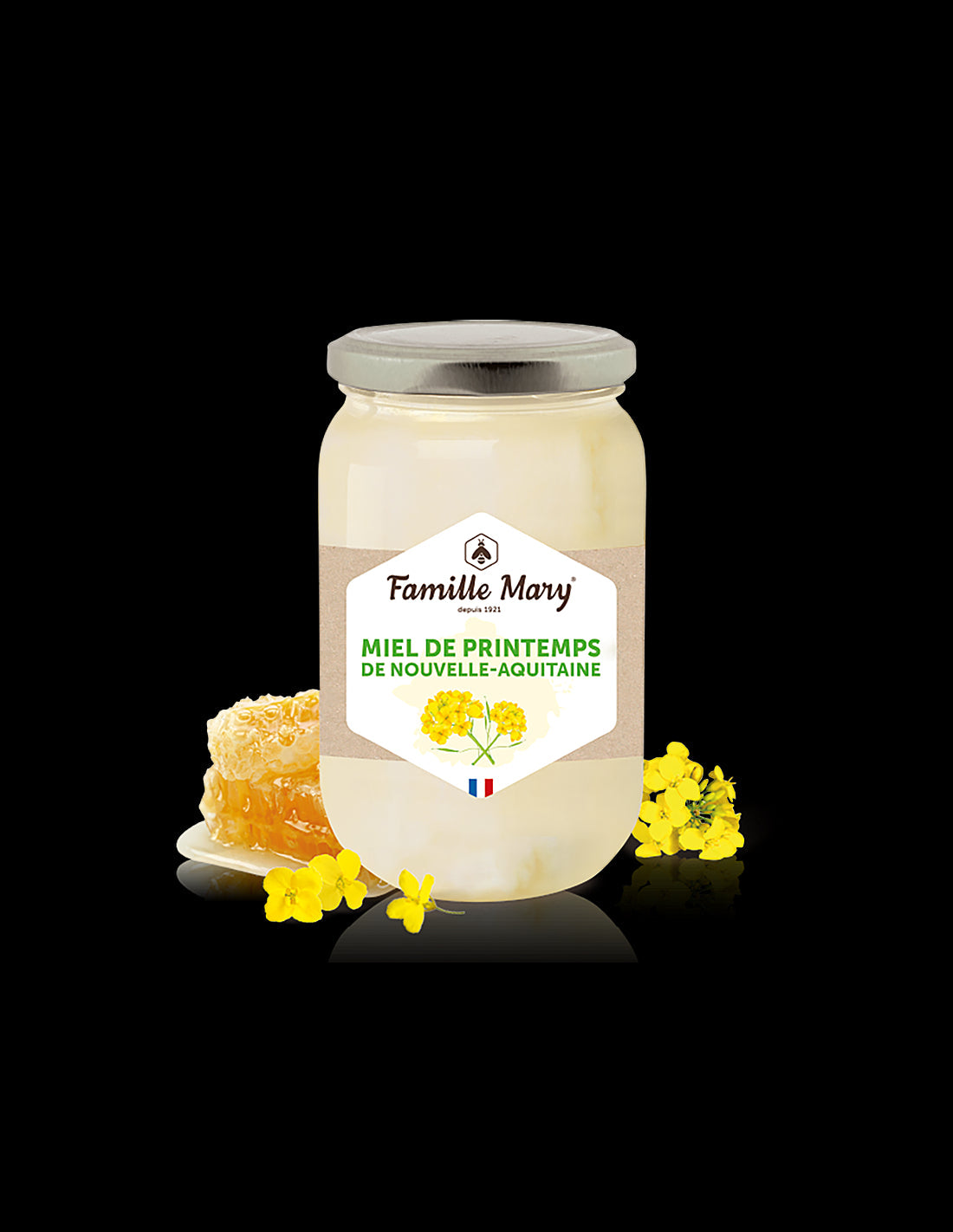 Bee honey from spring flowers from the New Aquitaine region (France), 500 g - Nutra Best Europe