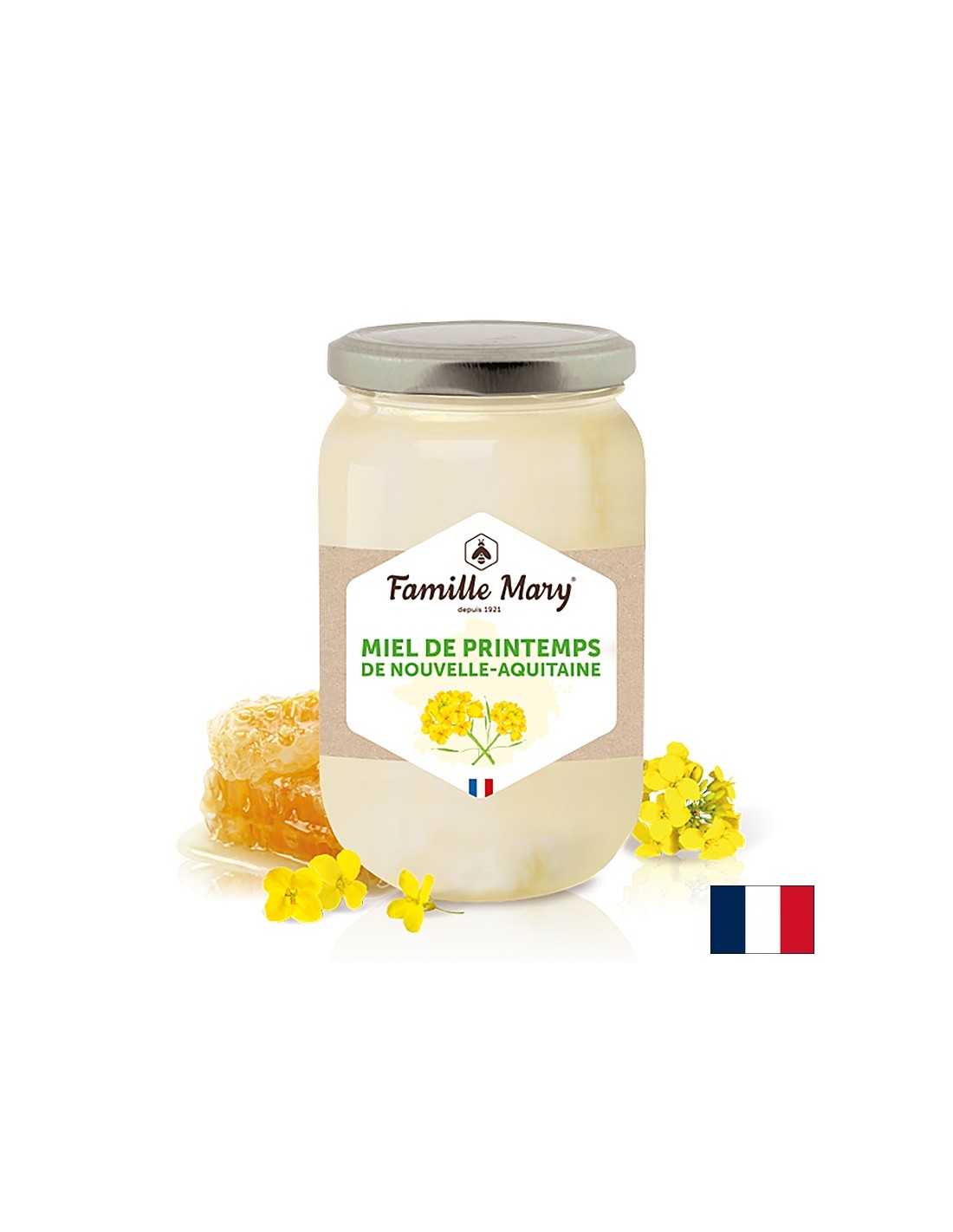 Bee honey from spring flowers from the New Aquitaine region (France), 500 g - Nutra Best Europe