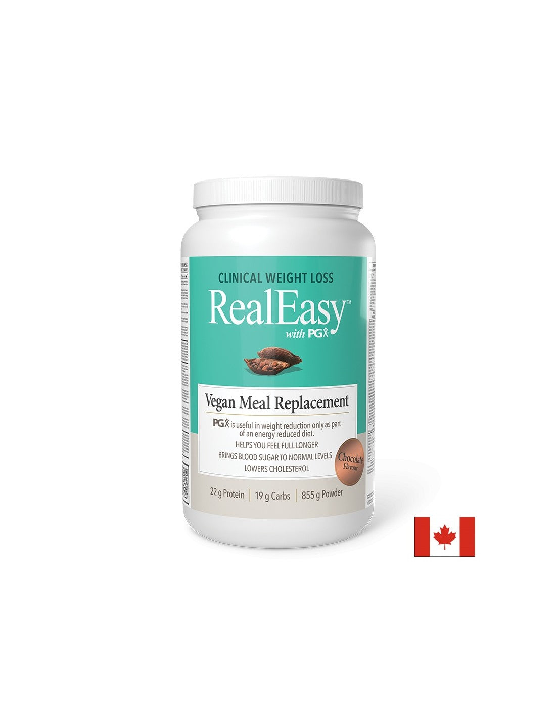 Real Easy with PGX - Pea Protein and Water Soluble Fiber Shake, 855g Powder, Chocolate Flavor - Nutra Best Europe