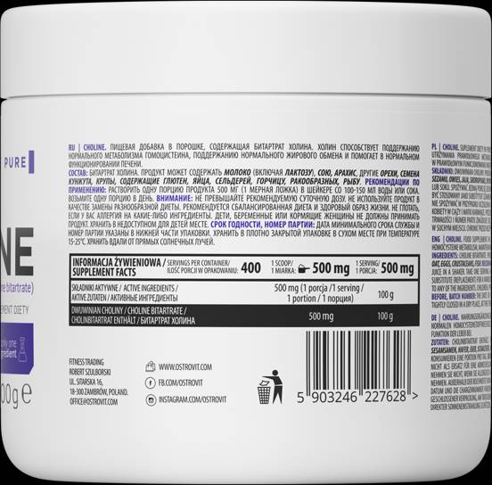 Choline Bitartrate Powder 200 grams - Nutra Best Europe