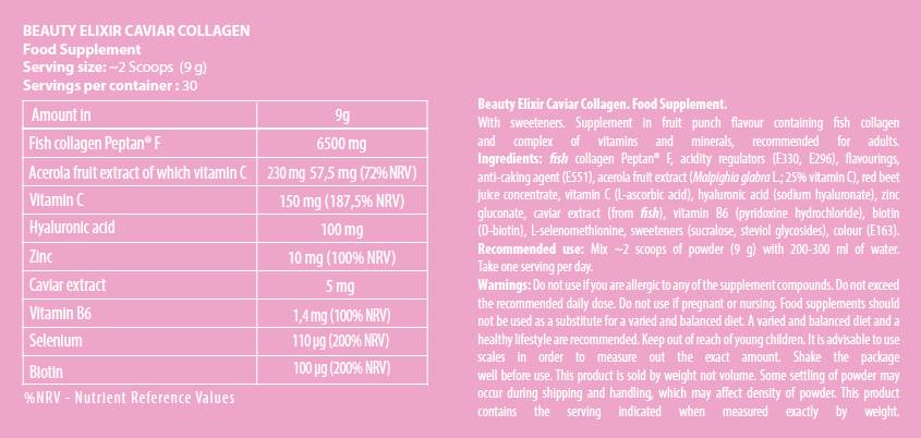 Beauty Elixir / Caviar Collagen - Powder - 270 grams - Nutra Best Europe