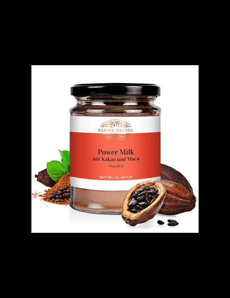 Power Milk mit Kakao und Maca Pulver / Energizing milk with cocoa, maca and cinnamon / Powder, 120 g Bärbel Drexel - Nutra Best Europe