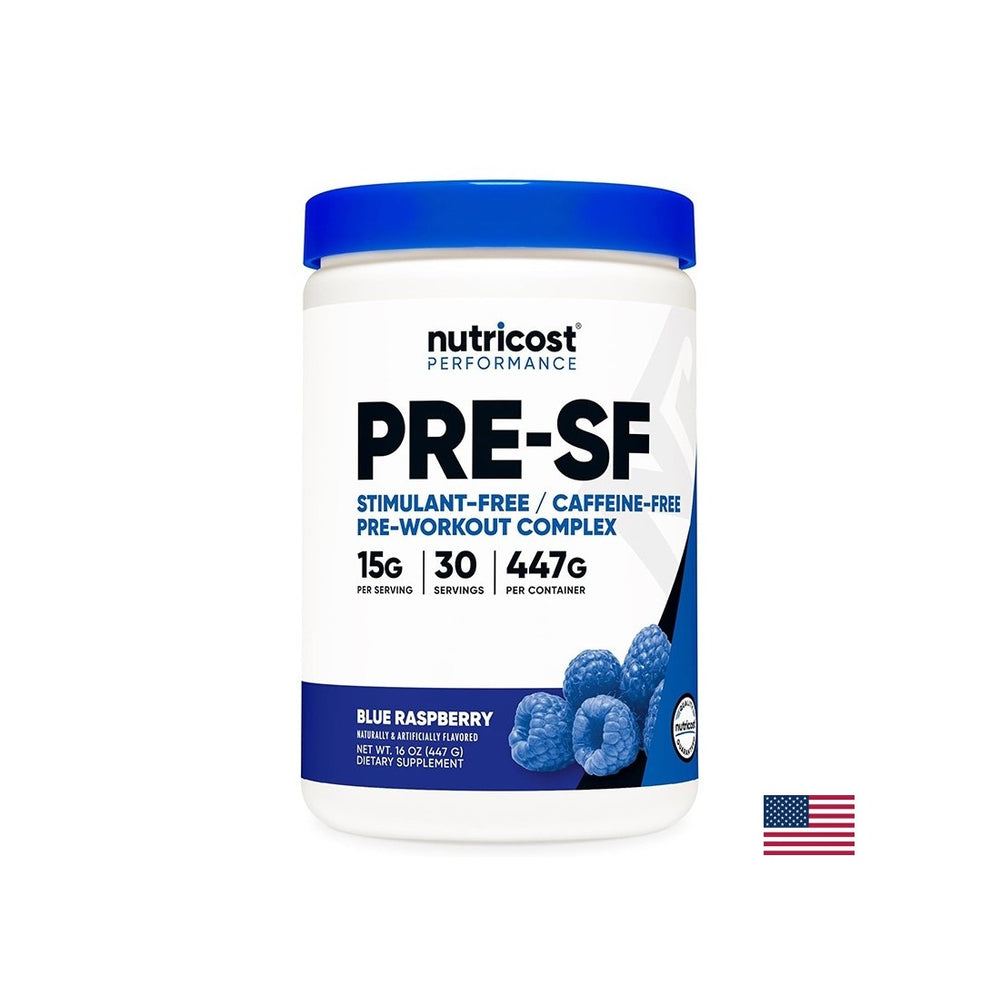 PRE-SF pre-workout complex, 447 g powder, blue raspberry flavor, 30 doses - Nutra Best Europe