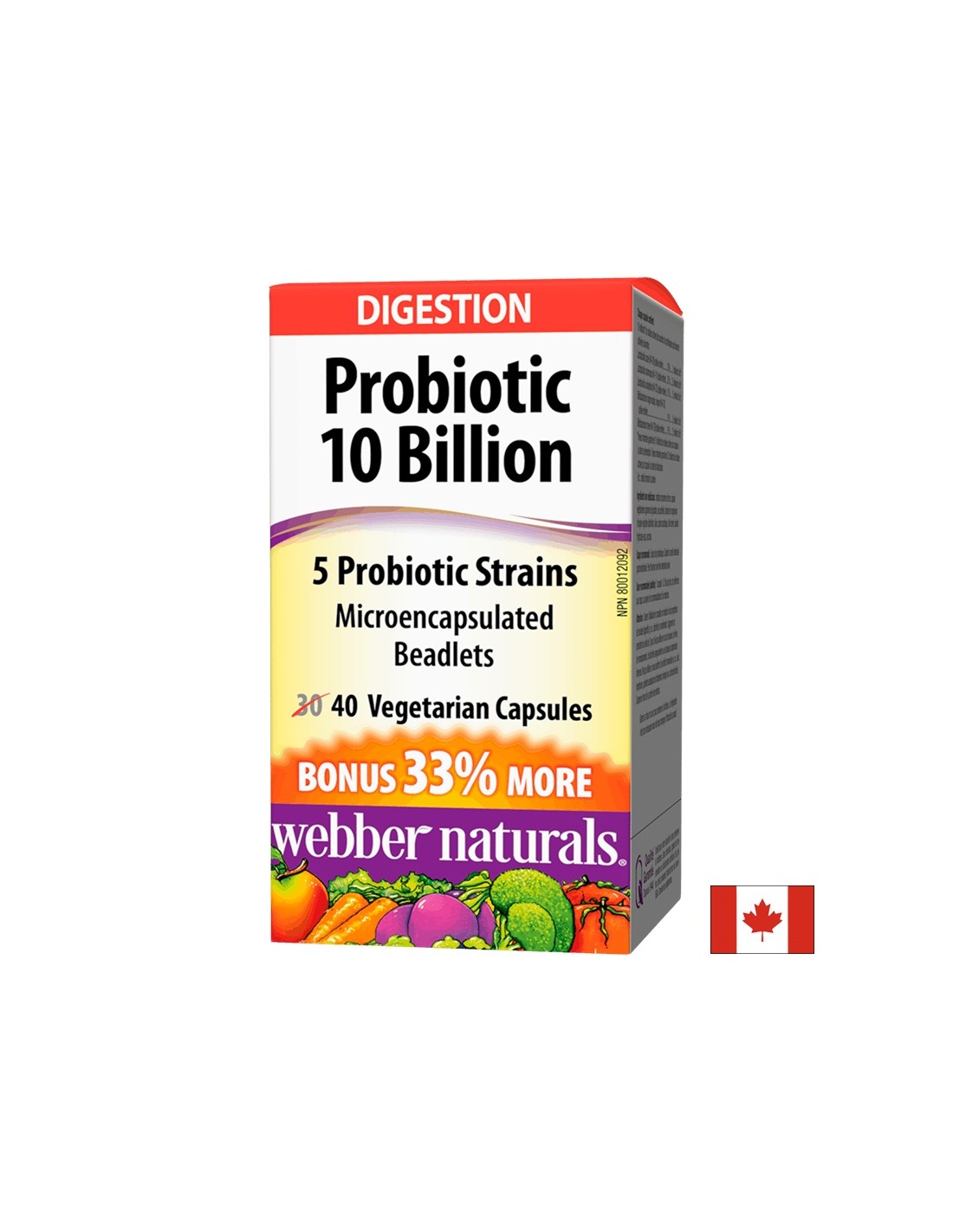 Probiotic 5 strains, 10 billion active probiotics x 40 capsules - Nutra Best Europe