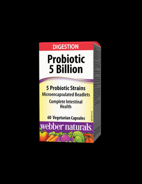 Probiotic/ Probiotic 5 strains, 5 billion active probiotics x 60 capsules Webber Naturals - Nutra Best Europe