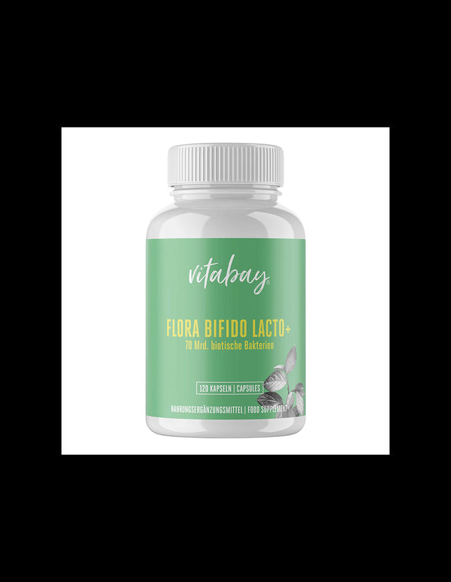 Probiotic + Zinc Flora Bifido Lacto + (70 Billion Probiotics, 14 Strain Formula), 120 Vitabay Capsules - Nutra Best Europe