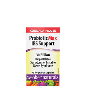 Probiotic Max IBS Support (irritable bowel syndrome), 30 billion active probiotics x 45 V-capsules - Nutra Best Europe
