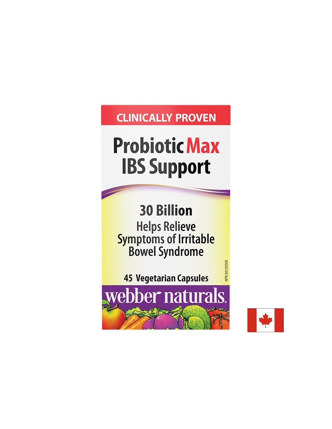 Probiotic Max IBS Support (irritable bowel syndrome), 30 billion active probiotics x 45 V-capsules - Nutra Best Europe